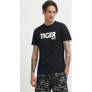 Czarny t-shirt Tiger Of Sweden z bawełny z krótkim rękawem z nadrukiem