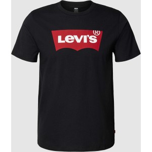 Czarny t-shirt Levis z bawełny z nadrukiem z krótkim rękawem