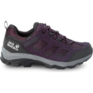 Fioletowe buty trekkingowe Jack Wolfskin sznurowane z płaską podeszwą