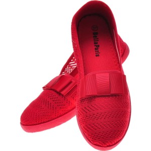 Czerwone baleriny Pantofelek24 z tkaniny w stylu casual