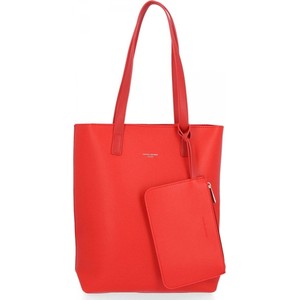 Czerwona torebka David Jones duża matowa w stylu glamour