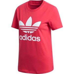 Czerwony t-shirt Adidas Originals w sportowym stylu z dzianiny z krótkim rękawem