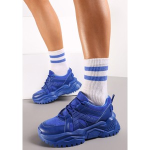 Niebieskie buty sportowe Renee z płaską podeszwą sznurowane w sportowym stylu
