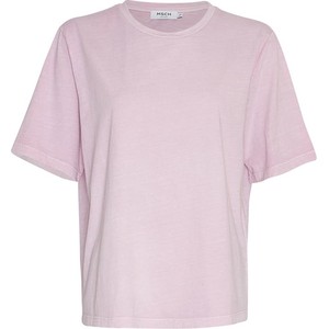 Różowy t-shirt Moss Copenhagen w stylu casual z krótkim rękawem z okrągłym dekoltem