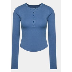 Niebieska bluzka Bdg Urban Outfitters w stylu casual z okrągłym dekoltem