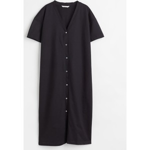 Czarna sukienka H & M z dżerseju mini z dekoltem w kształcie litery v