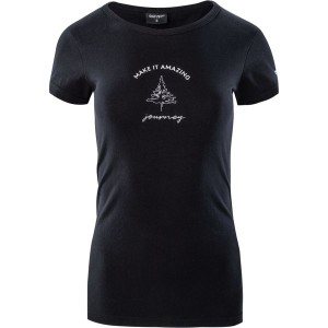 Czarny t-shirt Hi-Tec z okrągłym dekoltem z bawełny w młodzieżowym stylu
