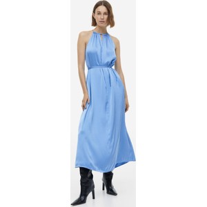 Niebieska sukienka H & M z okrągłym dekoltem maxi