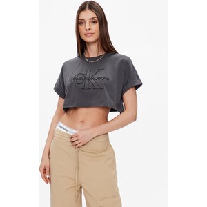 Bluzka Calvin Klein w młodzieżowym stylu z okrągłym dekoltem