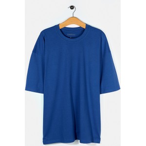 Niebieski t-shirt Gate z bawełny z krótkim rękawem w stylu casual