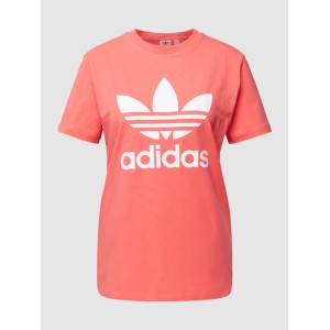 Różowy t-shirt Adidas Originals z krótkim rękawem z bawełny w sportowym stylu