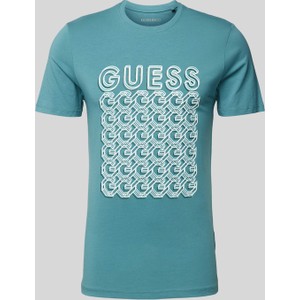 Niebieski t-shirt Guess z bawełny w młodzieżowym stylu