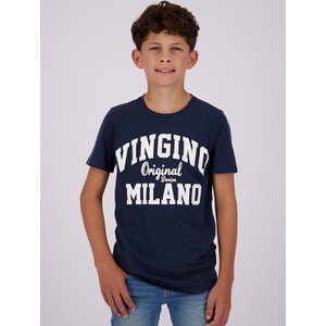 Granatowa koszulka dziecięca Vingino dla chłopców z krótkim rękawem z bawełny