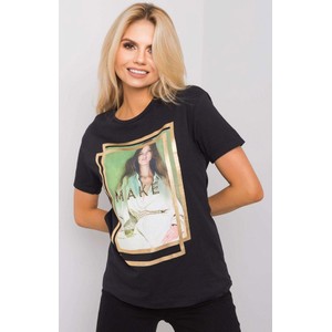 Czarny t-shirt MERRIBEL z okrągłym dekoltem z krótkim rękawem w młodzieżowym stylu