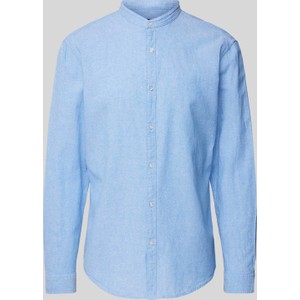 Niebieska koszula McNeal z długim rękawem ze stójką z bawełny