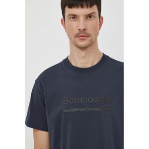 Granatowy t-shirt answear.com z nadrukiem z krótkim rękawem z bawełny