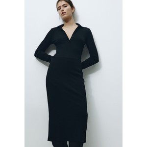Czarna sukienka H & M w stylu casual z dżerseju z dekoltem w kształcie litery v