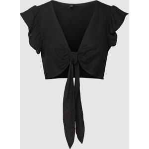Czarna bluzka Vero Moda z krótkim rękawem z dekoltem w kształcie litery v