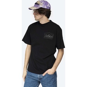Czarny t-shirt Aries z nadrukiem z krótkim rękawem w młodzieżowym stylu
