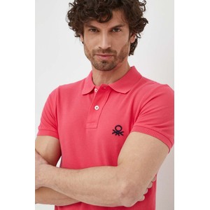 Różowa koszulka polo United Colors Of Benetton z bawełny