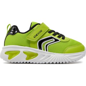 Zielone buty sportowe dziecięce Geox dla chłopców na rzepy