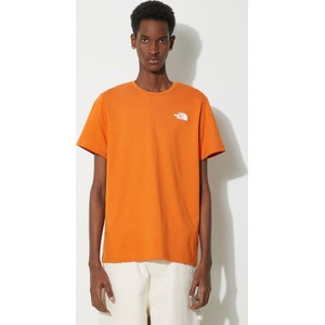 Pomarańczowy t-shirt The North Face z nadrukiem z krótkim rękawem