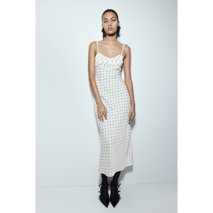 Sukienka H & M z satyny na ramiączkach z okrągłym dekoltem