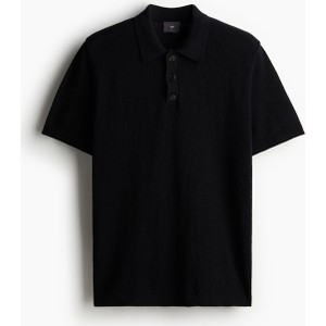 Czarna koszulka polo H & M z krótkim rękawem w stylu casual