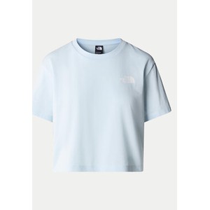 Niebieski t-shirt The North Face w sportowym stylu z okrągłym dekoltem