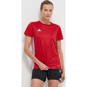 Czerwony t-shirt Adidas Performance z krótkim rękawem
