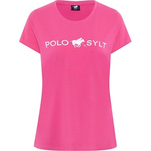 Różowy t-shirt Polo Sylt z krótkim rękawem w młodzieżowym stylu z bawełny