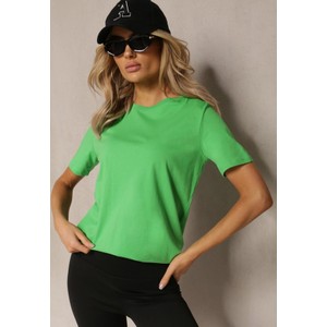 Zielony t-shirt Renee z okrągłym dekoltem z bawełny