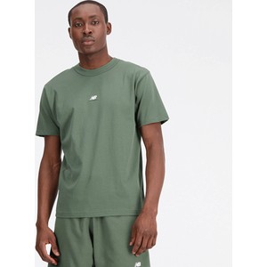 Zielony t-shirt New Balance z krótkim rękawem w stylu klasycznym z bawełny