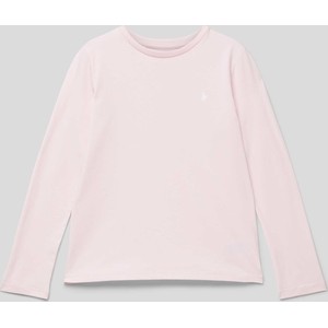 Różowa bluzka dziecięca POLO RALPH LAUREN z długim rękawem dla dziewczynek z bawełny
