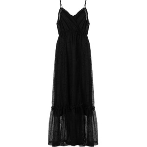 Czarna sukienka ubierzsie.com z tkaniny na ramiączkach maxi
