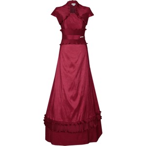 Czerwona sukienka Fokus maxi z krótkim rękawem w stylu glamour