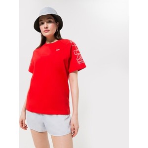 Czerwony t-shirt Adidas z okrągłym dekoltem z krótkim rękawem