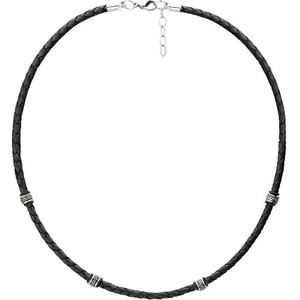 Manoki WA462B czarny naszyjnik męski rzemień, beads