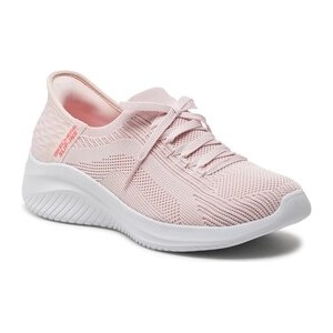 Różowe buty sportowe Skechers sznurowane flex w sportowym stylu