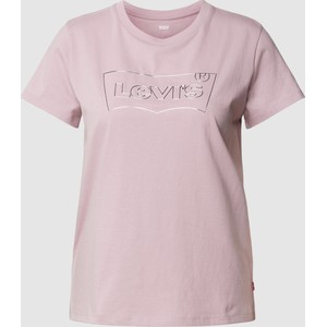 Różowy t-shirt Levis z okrągłym dekoltem z krótkim rękawem