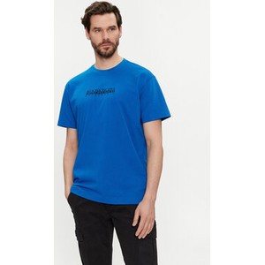 Niebieski t-shirt Napapijri z krótkim rękawem w młodzieżowym stylu