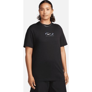 Czarny t-shirt Nike z okrągłym dekoltem z bawełny