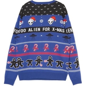 Sweter Cropp w młodzieżowym stylu z okrągłym dekoltem w bożonarodzeniowy wzór