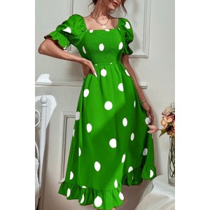 Zielona sukienka IVET midi z krótkim rękawem
