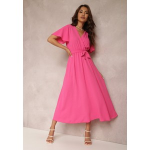 Różowa sukienka Renee z krótkim rękawem w stylu casual