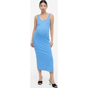 H & M & - MAMA Prążkowana sukienka bez rękawów - Niebieski