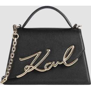 Czarna torebka Karl Lagerfeld na ramię w stylu glamour ze skóry