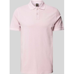 Różowy t-shirt Hugo Boss z krótkim rękawem z bawełny z nadrukiem