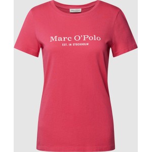 Różowa bluzka Marc O'Polo w młodzieżowym stylu z okrągłym dekoltem z bawełny