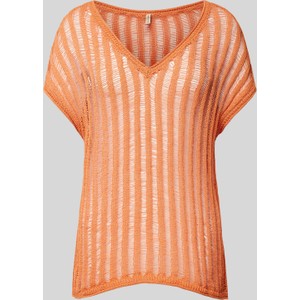 Pomarańczowa bluzka Soyaconcept z bawełny z krótkim rękawem w stylu casual